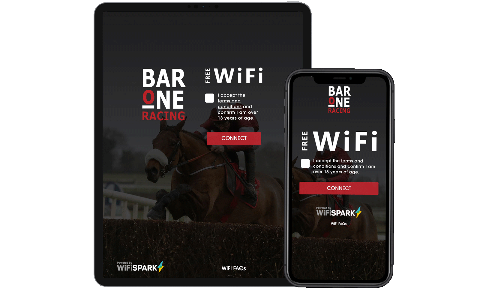 BarOne Racing website on tablet and phone